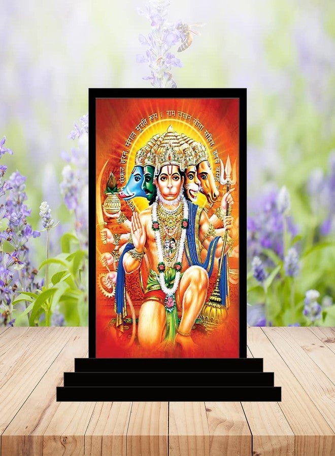 Vprint Quality Lord Panchmukhi Hanuman Wooden Idol for Car Dashboard | Hanuman Ji Murti | Bajrangbali Statues | Sankat Mochan Sculpture | Pavanputra Hanuman Figurine Showpieces - Image 2